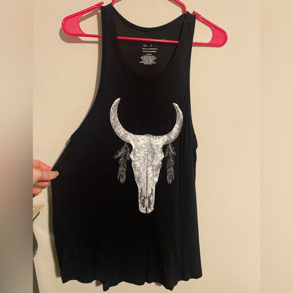 Black Tank with Cow Head